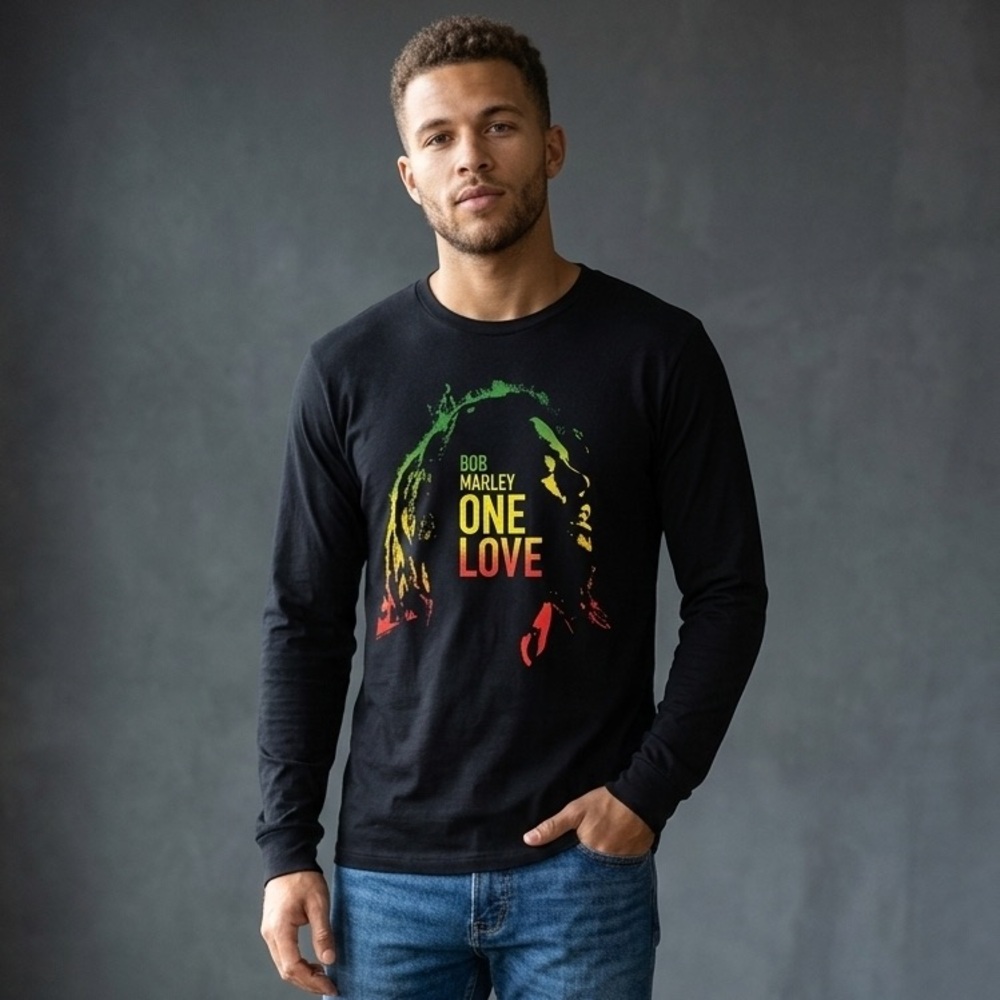 Bob Marley NWOT One Love Long Sleeve T-shirt Movie Exclusive Blac- Medium Unisex